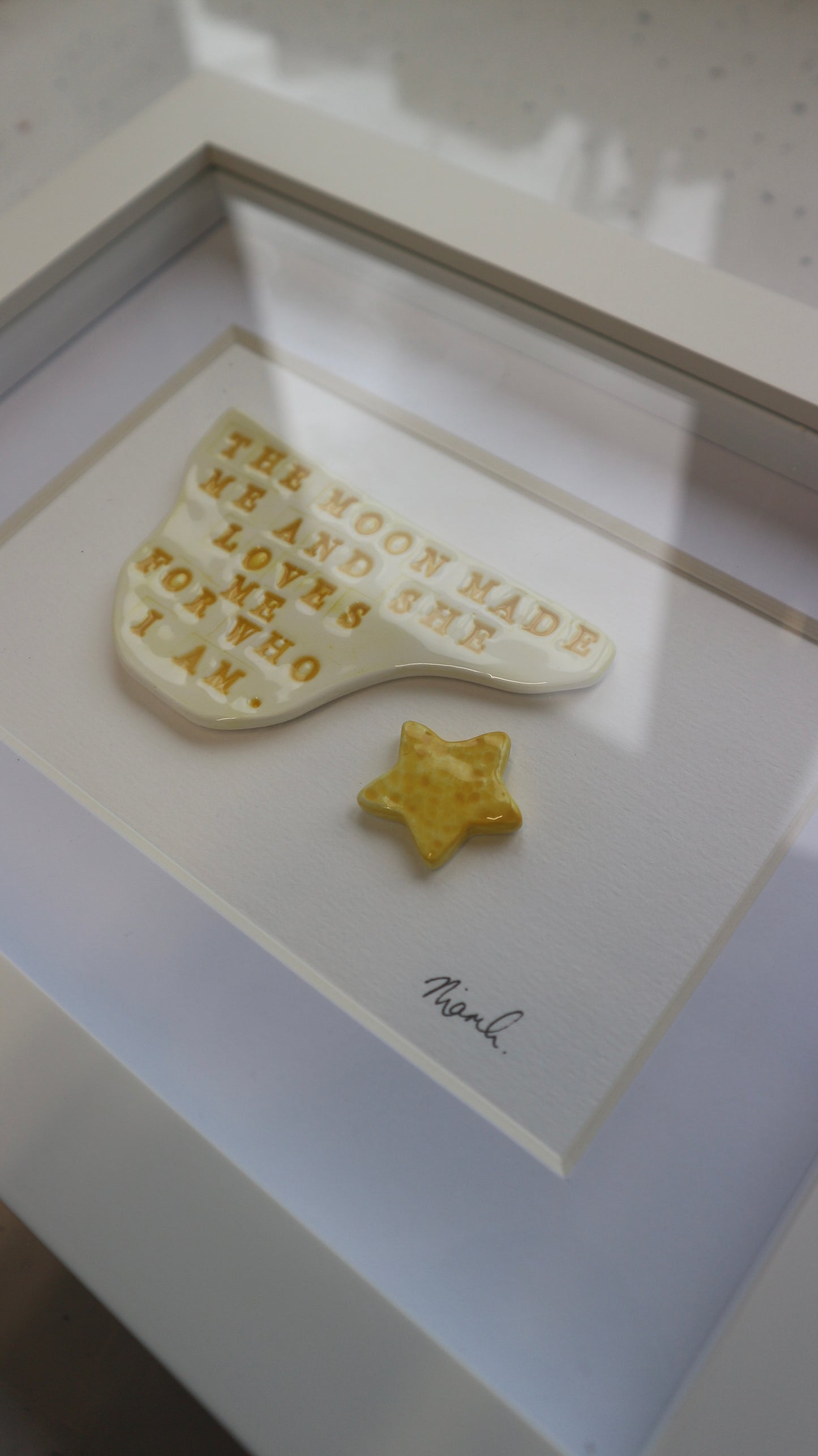 Framed Porcelain 'The moon made me and she loves me for who I am'