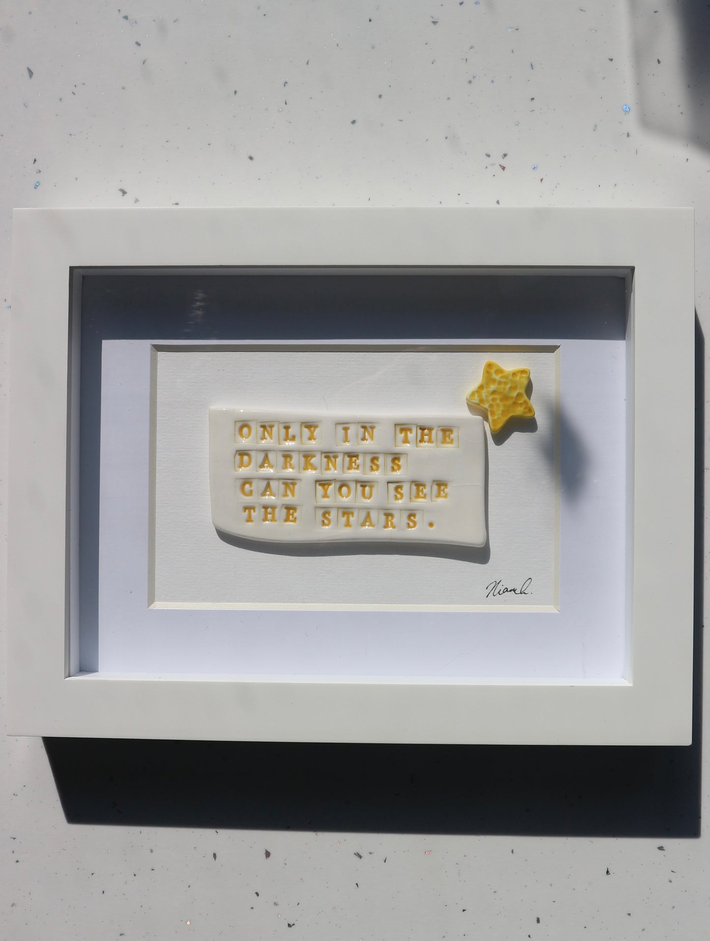 Framed Porcelain 'Only in the darkness can you see the stars'