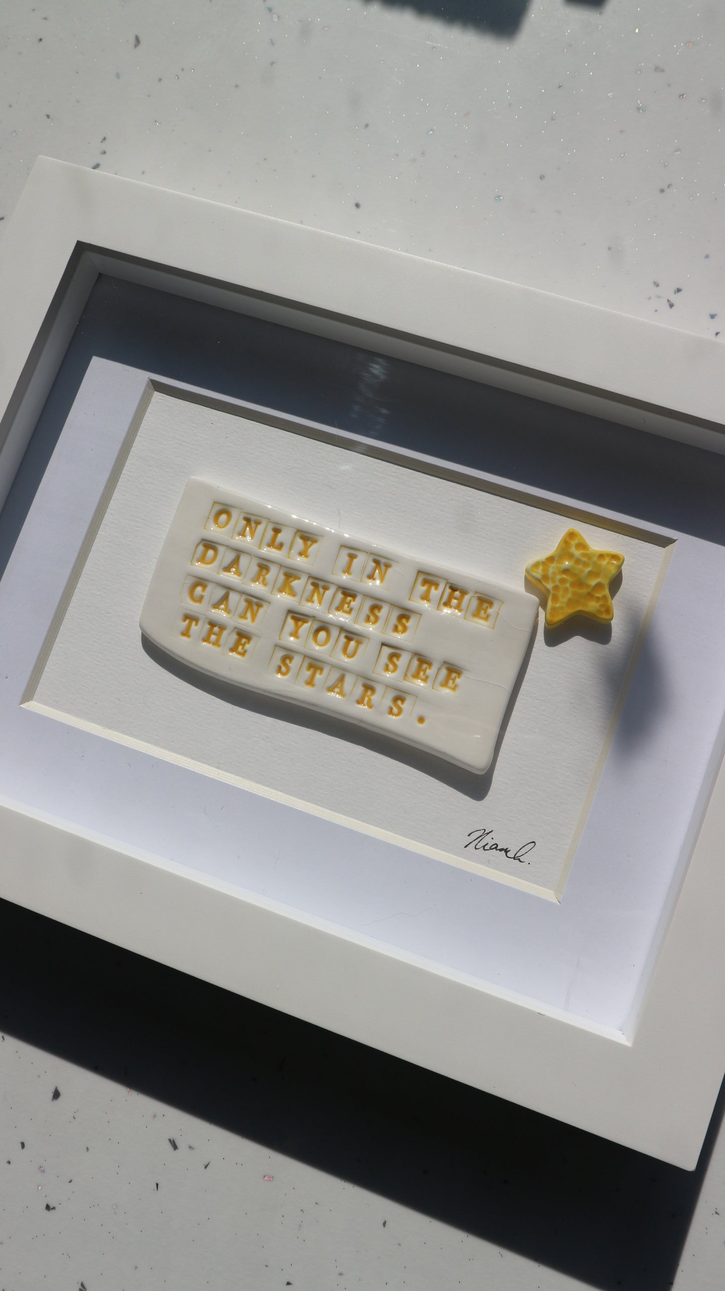Framed Porcelain 'Only in the darkness can you see the stars'